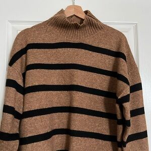 ASOS- longline sweater with high neck in stripe